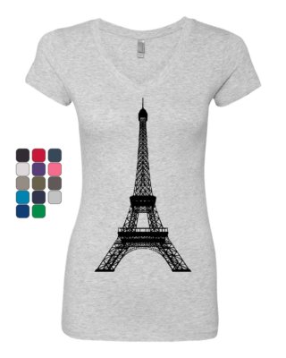 Eiffel Tower Women's V-Neck T-Shirt Paris France Sightseeing Travel Europe