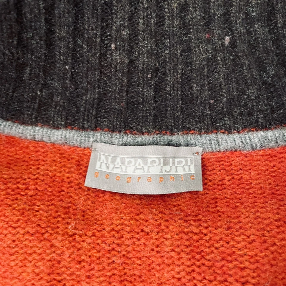 Napapijri вязаный чисто шерсти молнии шеи джемпер - L сожжен оранжевый - вязаный топ - Изображение 3 из 4