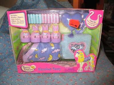 NIB FunRise Sassy Stables Slumber Party Blanket Slippers Curlers Pillow Eye Mask