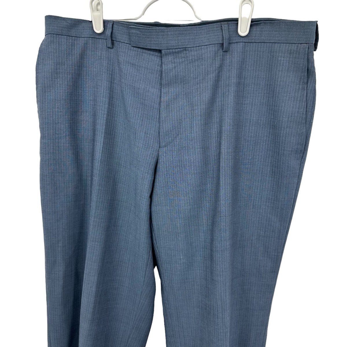 パンツ BROCHURE 1P WOOL SLACKS NAVY Limited Wool Dress Pants Button Zip Fly Cuffed Straight Leg