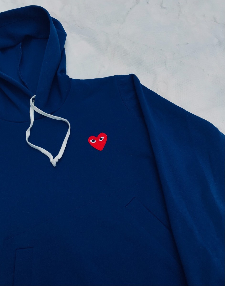 Comme Des Garcons Play Hoodie AZ-T173 Size Small Blue women's CDG