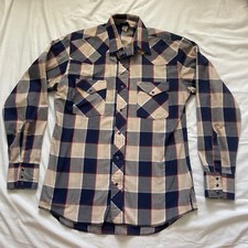 Vintage 70s 80s Wrangler Plaid Western Medium USA Purple Snap Shirt VTG