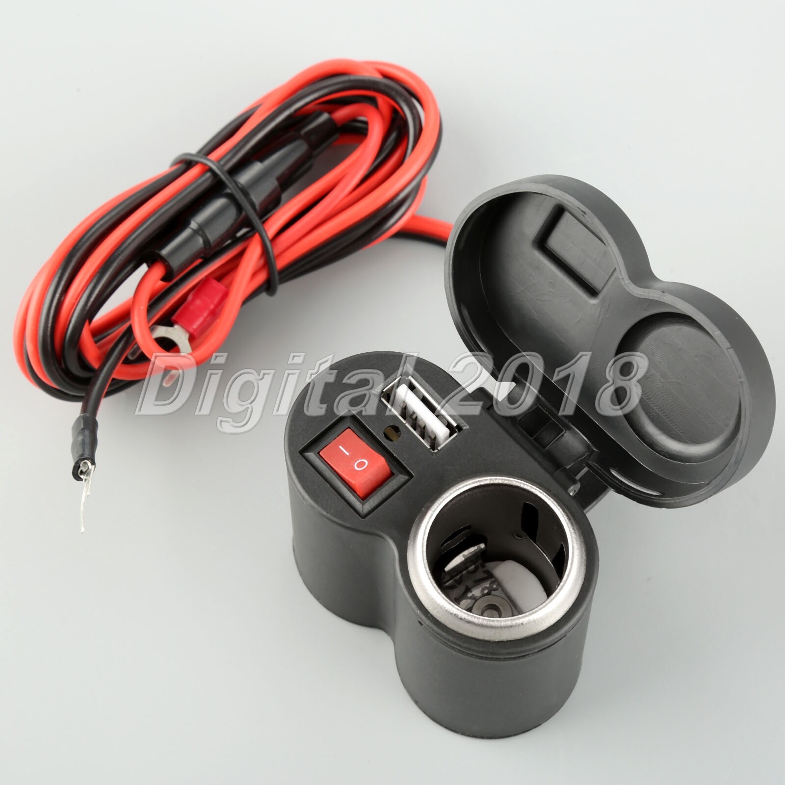 12V Motorcycle ATV Car Cigarette Lighter Power Plug Socket USB GPS