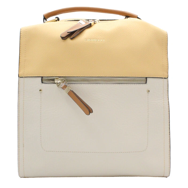 Fiorelli Anna Yellow Backpack Lemon Mix Cream Brown Ladies Back Pack Bag
