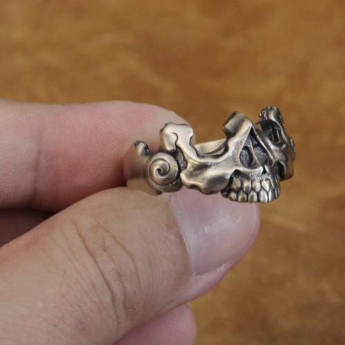 Cupronickel Half Skull Face Ring Biker Punk Jewelry CP275A US Size 7~15 BZ - Picture 9 of 29