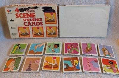 VINTAGE Non-reading Color 4 Scene Sequence Cards by Milton Bradley  1978  QTY 12