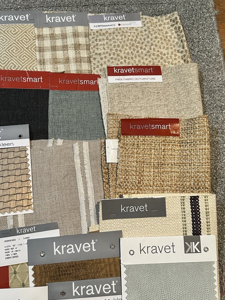 Lot of 43 Kravet Fabric Samples Swatches NEW Mixed Colors Sizes Textures Trims - Image 3 of 4
