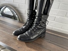 Vintage Justin Kiltie Tassle Black Leather Western Roper Lace Boots Sz 6.5 USA