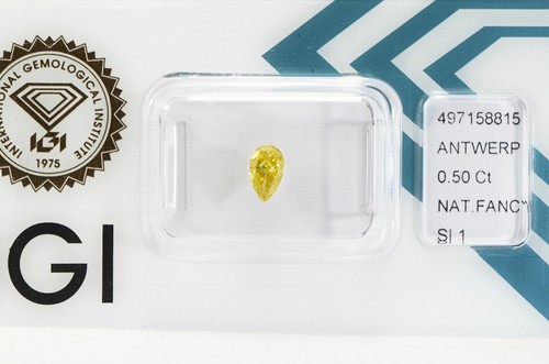 Pear Shape Diamond Fancy Brownish Yellow Loose 0.50 Carat SI1 IGI Certificate - Picture 2 of 6