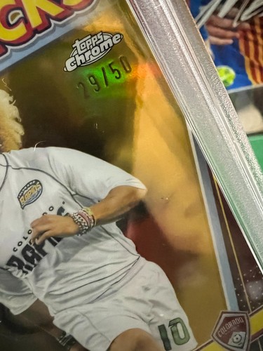 2024 Topps Chrome MLS Carlos Valderrama #104 Gold Refractor /50 PSA GEM MT 10 - Picture 11 of 17