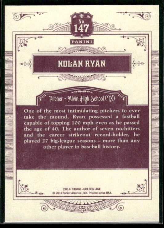 2014 Panini Nolan Ryan #147 - Image 2 of 2