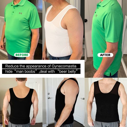Men's Fashion Compression T-Shirt Body Shaper Crew Neck Muscle Workout Tank Top - Picture 6 of 39