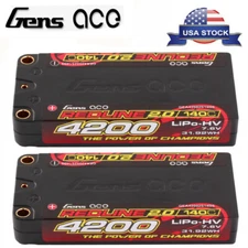 2X Gens Ace 4200mAh 140C 7.6V 2S Lipo Battery HV HardCase Shorty For 1/10 RC Car