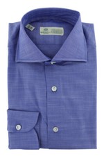 Luigi Borrelli Blue Melange Dress Shirt - Slim - 83 
