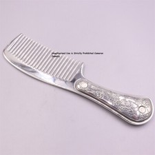Solid S999 Fine Silver 999 Hair Care Comb Flower Healthy Comb 80-81g 6.2inch