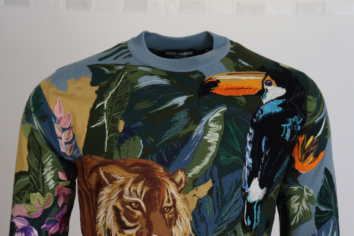 【VIP価格】DOLCE & GABBANA Jungle Wool Silk Sweater DOLCE & GABBANA Sweater Jungle Wool Silk Pullover Logo IT50