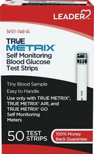 Leader True Metrix Self Monitoring Blood Glucose Test Strips Easy Handle 50 ct