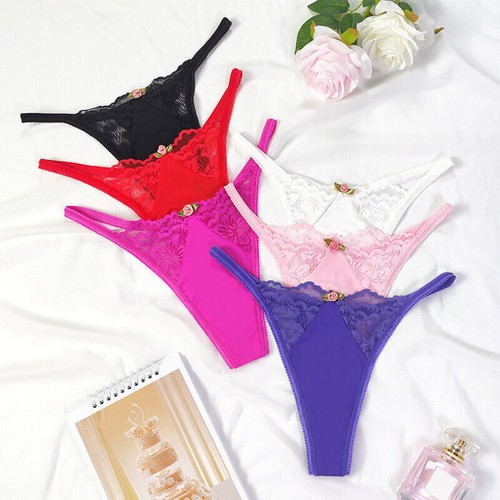 6 Pack Lot Womens Sexy Panties Lingeries Lace Thong G string Bikini Underwear - Picture 16 of 17