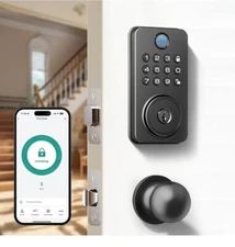 Fingerprint Door Lock with Knobs, Keyless Entry Deadbolt with Auto Lock, Keyp...