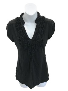 black short sleeve ruffle top