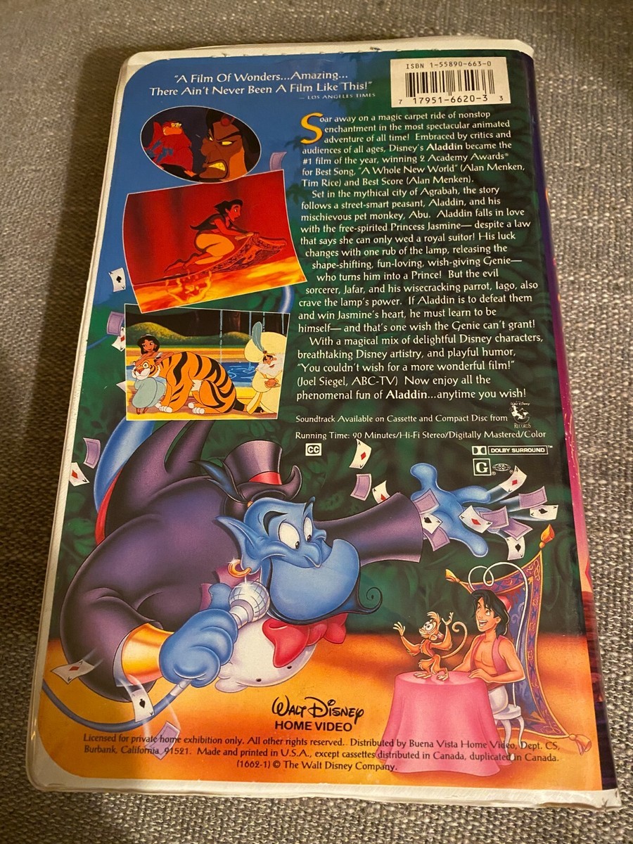 Walt Disney Classic Aladdin Black Diamond First Print 1662-1 VHS