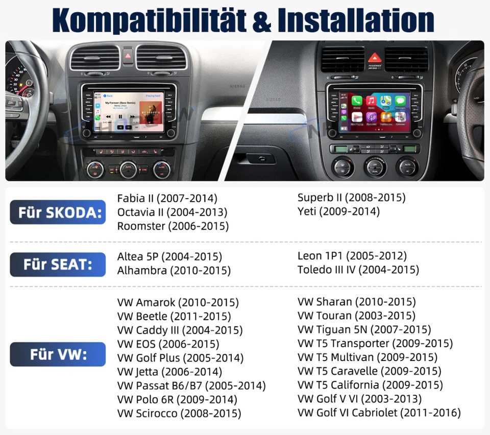 Type-C Android 15 Autoradio Carplay DAB+ GPS Navi RDS Für VW Tiguan 5N Golf Plus - Bild 2 von 4
