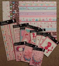 Imaginisce Perfectly Posh 12x12 Scrapbook Paper Stickers Rub-ons Ribbon Flowers