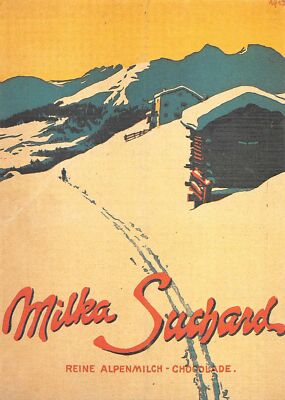 US4651 Milka Suchard Reine Alpenmilch Chocolade Cabin Mountains repro