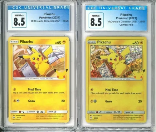 Pikachu Confetti Holo CGC 8.5 NM/MT 2021 Pokemon McDonald's 25/25 +Standard
