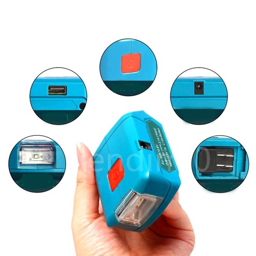 per Makita 10.8V/12V BL1040B/1021B Slider Li-ion Batteria Adattatore USB con LED da 140lm - Foto 5 di 5