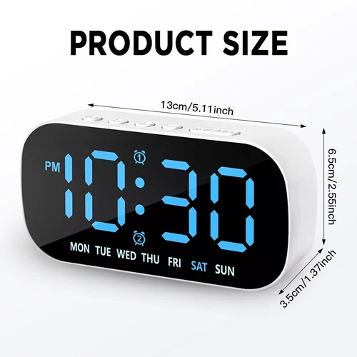 Digital LED Desk Alarm Clock LED Large Display Time Temperature Battery Snooze - Picture 8 of 12