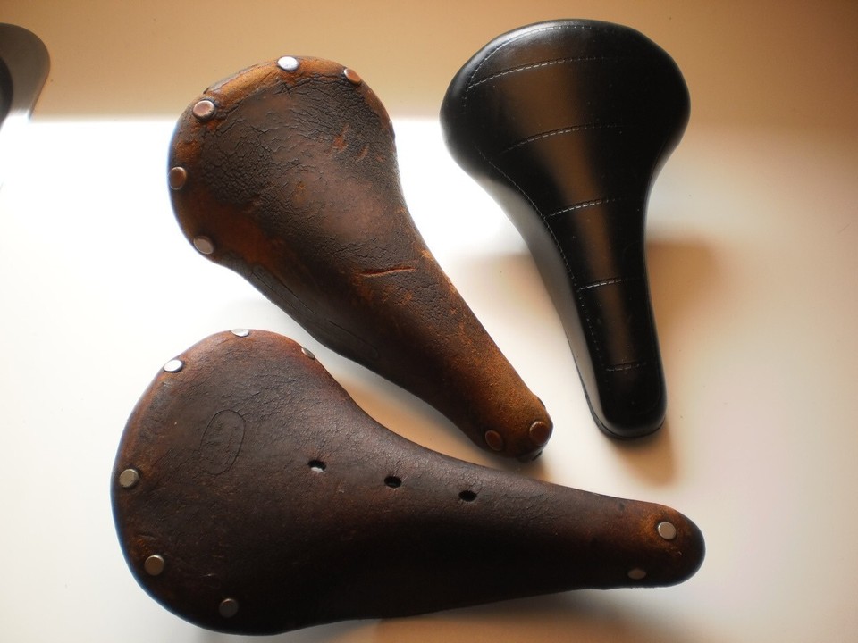 BROOKS VINTAGE LEATHER SADDLE OLD ROAD BIKE BICYCLE SEAT ENGLISH X 3