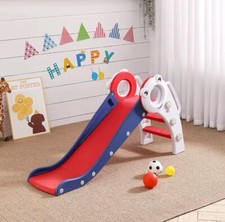 Kids Portable Folding Junior Play Slide for Toddlers, Indoor & Outdoor- Blue/red