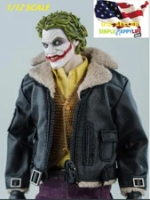 1/12 black Leather Fur Jacket for 6" figure SHF Nota Mezco MixMax PHICEN ❶USA❶