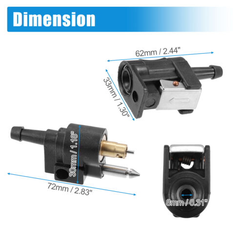 Pack of 3 Boat Engine Fuel Line Connector Fittings Joint for Yamaha Outboard - Foto 7 di 7