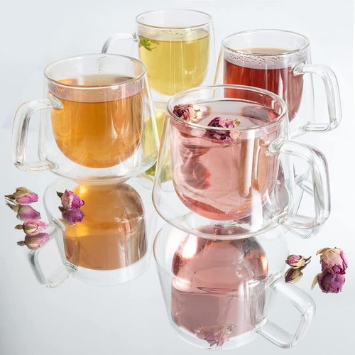 Juego de 4 tazas de café de doble pared de vidrio transparente de doble pared 7,5 oz gla... - Imagen 5 de 6