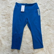 NEW Gymshark Women's Elevate Cropped Leggings High Waisted Sprint Blue Size M