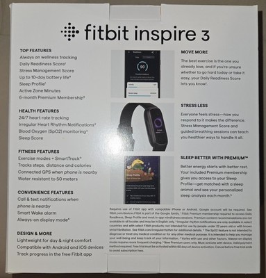Fitbit Inspire 3 One Size Fitness Smartwatch, Midnight Zen & Black