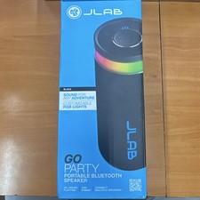 JLab Go Party Portable Bluetooth Speaker Black Waterproof RGB Lights Mic 10W
