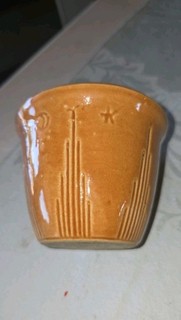 Watt Pottery Moon & Stars Custard Cup Pumpkin 2.75" Vintage 1930s 40s Vintage