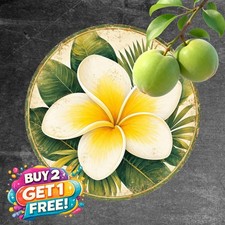 Yellow White Floral Pattern Farmhouse Round Metal Tin Sign Rustic Wall Decor