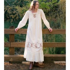 CHRISTY DAWN The Yolanda Organic Cotton Embroidered Maxi Dress Womens XL Cream