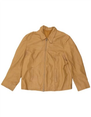 VINTAGE Damen Lederjacke IT 52 2XL Beige Leder KV03