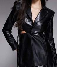 Schwarzer Blazer in Leder Optik Damen Gr.36 Neu OVP