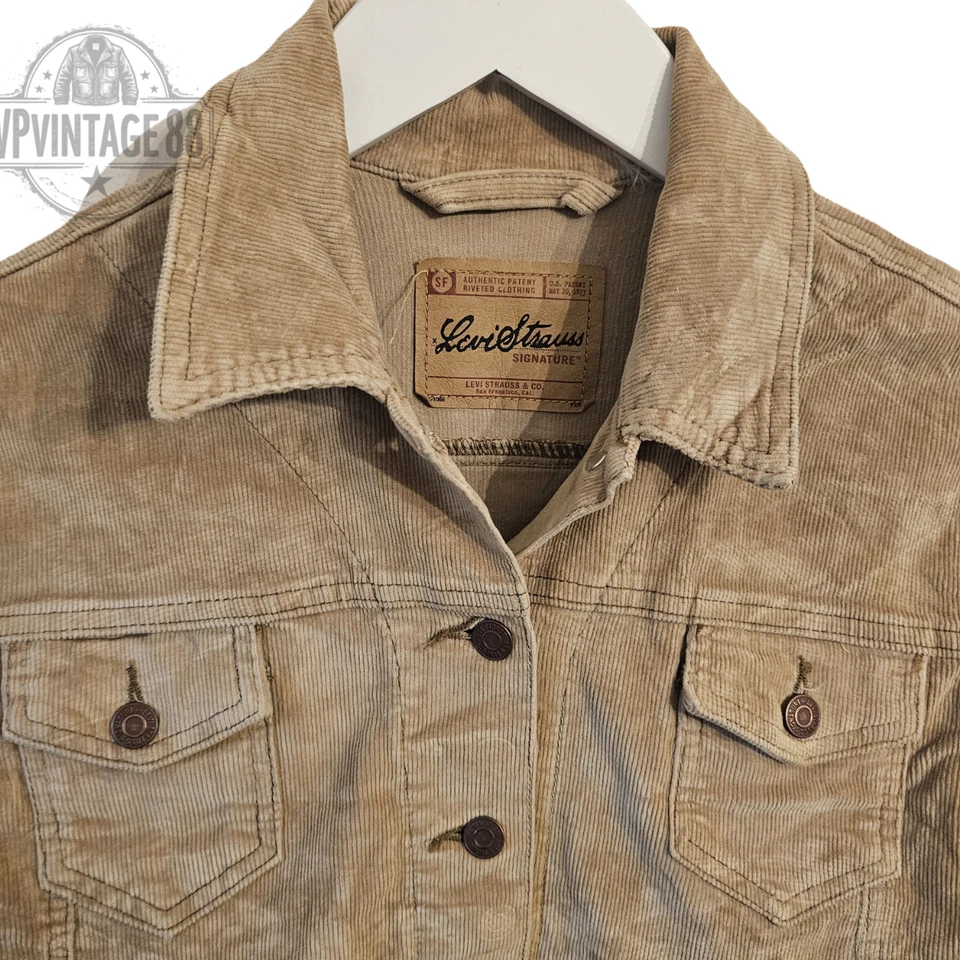 Chaqueta vaquera vintage Levi’s para mujer color tostado de pana camionero talla 70505 - pequeña Foto 2 de 4