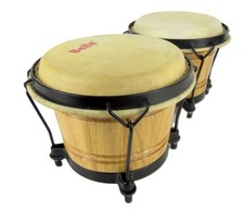 BELLE Wood Bongos Bongo Drum Set Pair 2-Piece Natural Finish Black Hardware