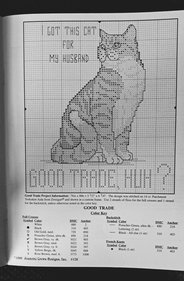 Cats Cross Stitch Cattidues"Sixth Litter"Jeanette Crews Design PATTERN BOOK - Image 3 of 4