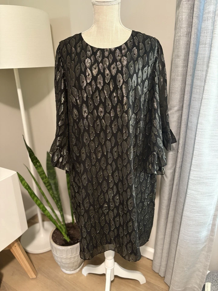 New! Lily Pulitzer Francis Silk Metallic Leopard Dress MSRP $248 Size XL