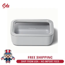 Caraway Home 6.6-Cup Glass Food Container with Lid - Color: Gray