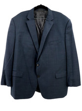Lauren Ralph Lauren Men 48R Blue Wool Windowpane Button Blazer Jacket Sport Coat
